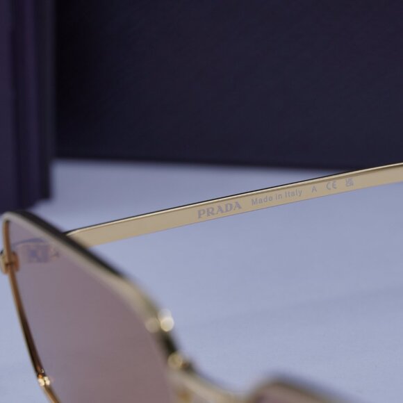 Prada PRA60S 5AK07V Rectangle Sunglasses – Gold - Picture 8 of 10